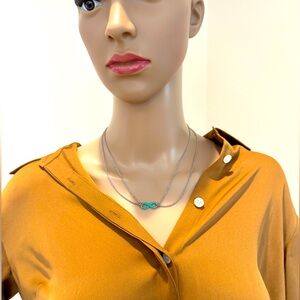 Tiffany & Co. 925 Silver Blue Enamel Infinity Double Chain 18" Necklace .